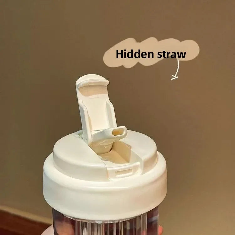 Large Capacity Plastic Water Bottle | Portable Straw Cup with Handle