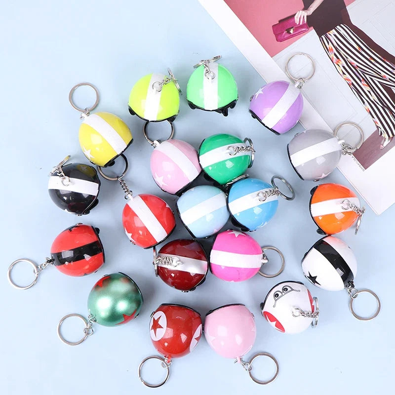 Mini Motorcycle Helmet Keychain | Cute Metal Key Ring for Women and Men