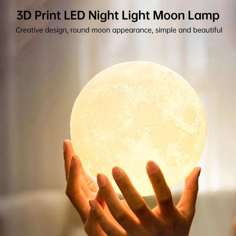 Moon Night Light | 3D LED Bedside Lamp for Kids Room and Home Decor