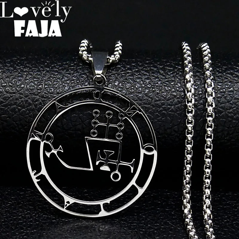 Dantalion Seal Stainless Steel Necklace | Silver Sigil Pendant Jewelry