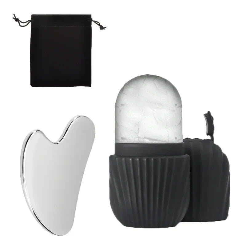 Ice Face Roller and Gua Sha Set | Stainless Steel Facial Massage Tools