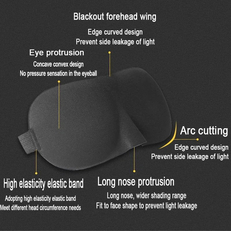 3D Sleeping Mask Eyepatch | Light Blocking Blindfold for Travel and Sleep