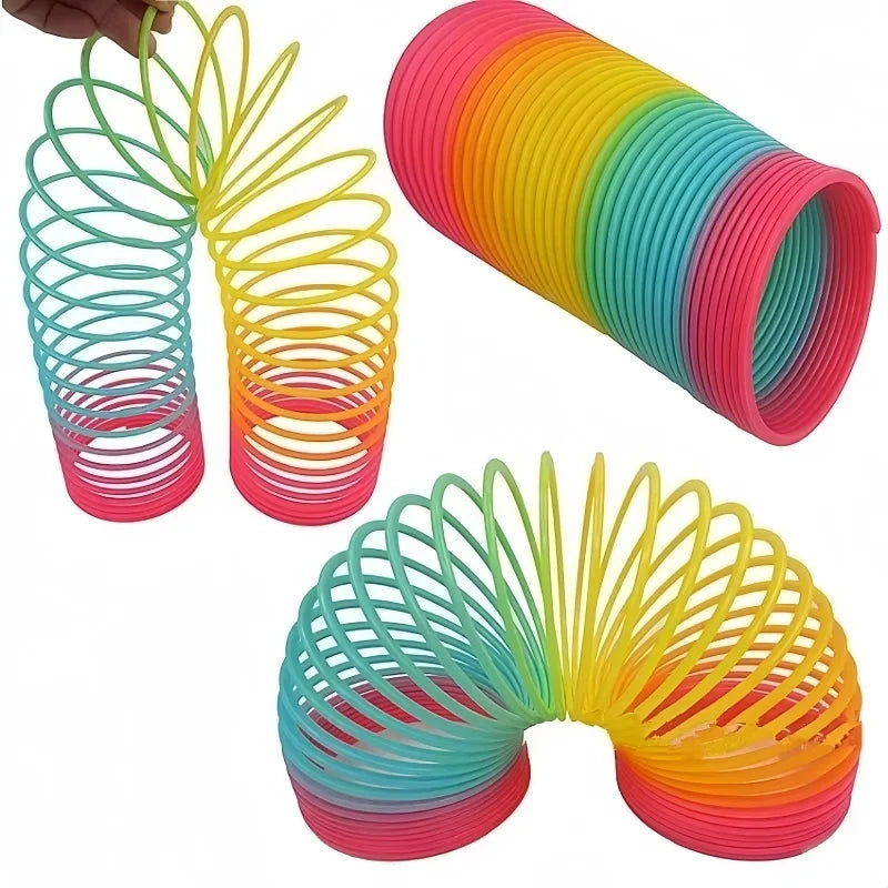 Rainbow Circle Folding Toy | Colorful Spring Coil Stress Relief Pen Holder