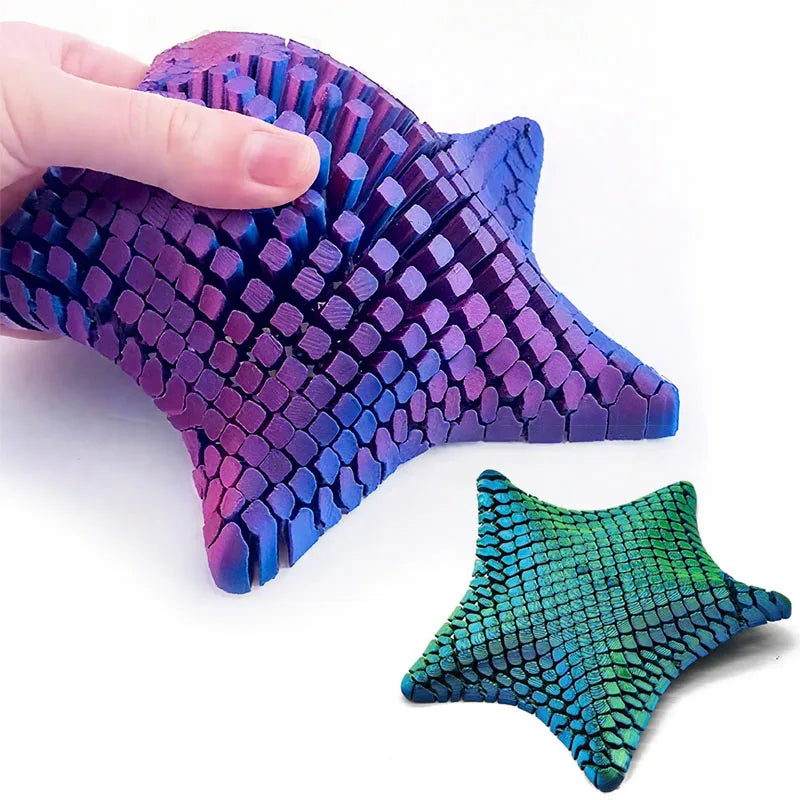 3D Printed Articulated Starfish Stress Relief Toy | Flexible Fidget Toy with Movable Joints