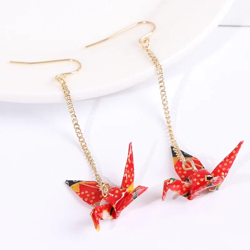 Origami Crane Earrings | Handcrafted Paper Bird Jewelry