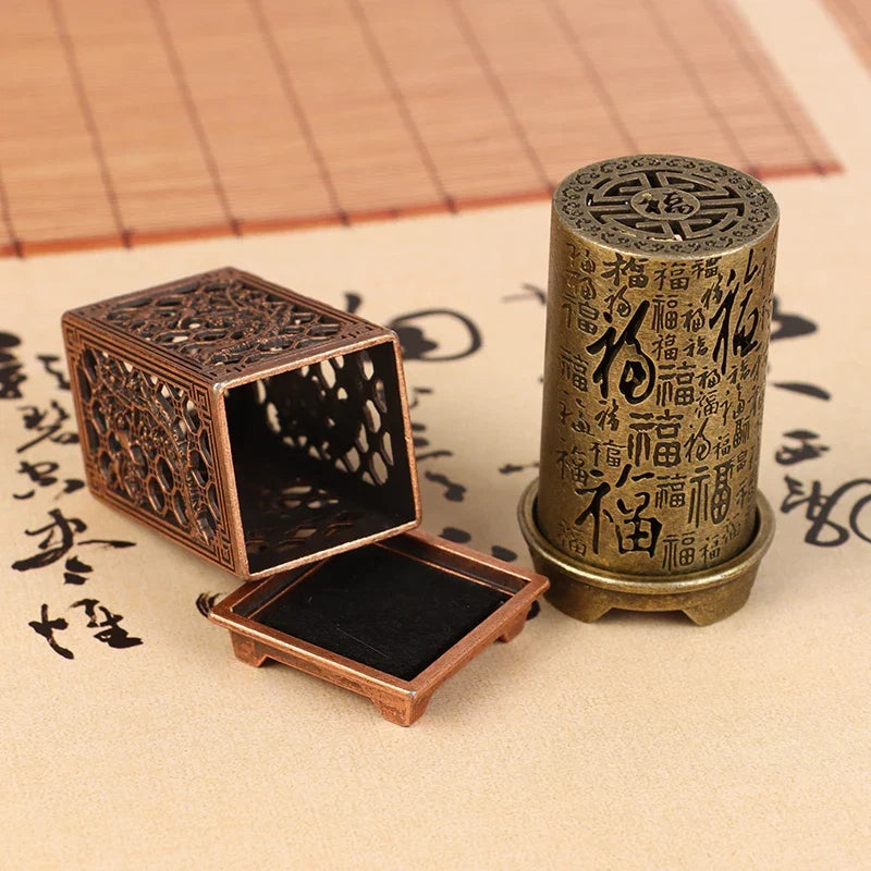 Square Vertical Incense Burner | Small Xiangyun Alloy Holder for Indoor Aromatherapy