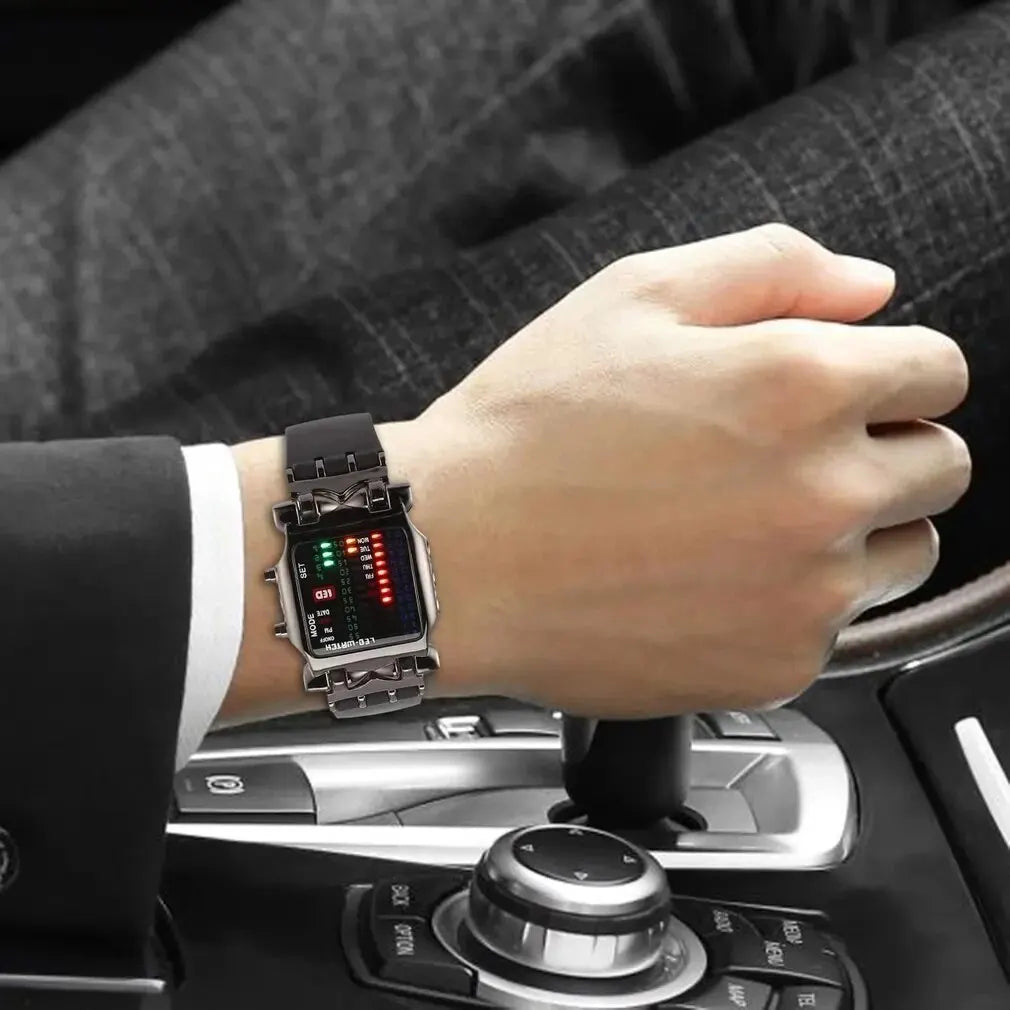 Binary Led Watch | Creative Waterproof Business Electronic Watch for Men with Luminous Display and Date Time
