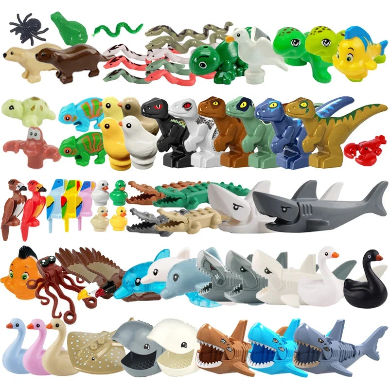 Marine Animal Building Blocks Set | Crocodile Whale Shark Octopus Snake Dinosaur Toys