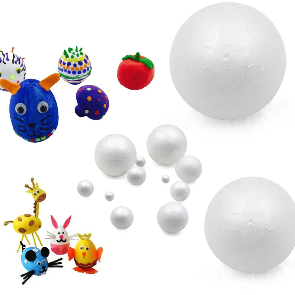 6-12cm White Polystyrene Foam Balls for DIY Crafts and Wedding Decor | LEENKEA