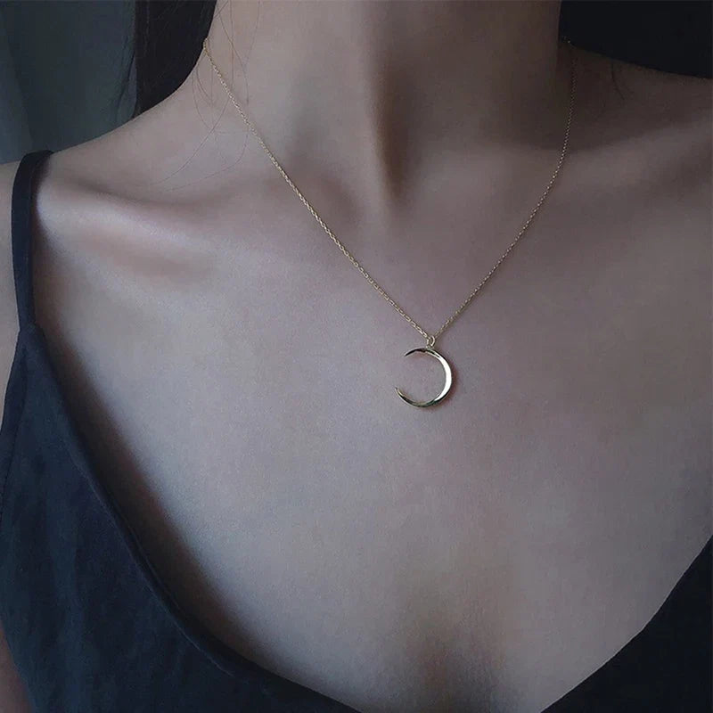 Moon Pendant Necklace | Minimalist Gold Silver Charm Jewelry for Women