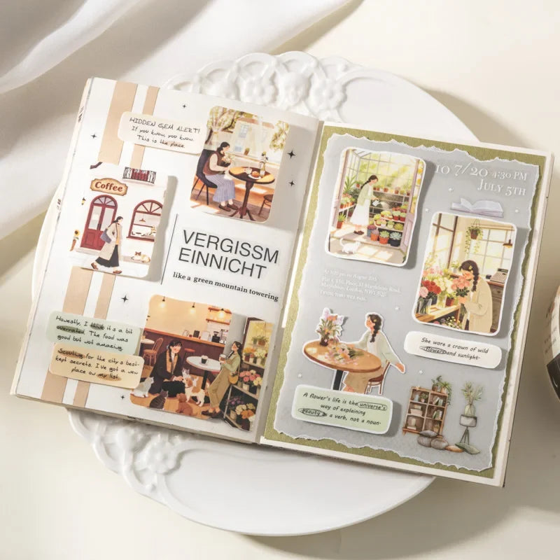 Leisure Holiday Vacation PET Die-Cut Tape Sticker Roll | 4.5x200cm for Journal Scrapbook