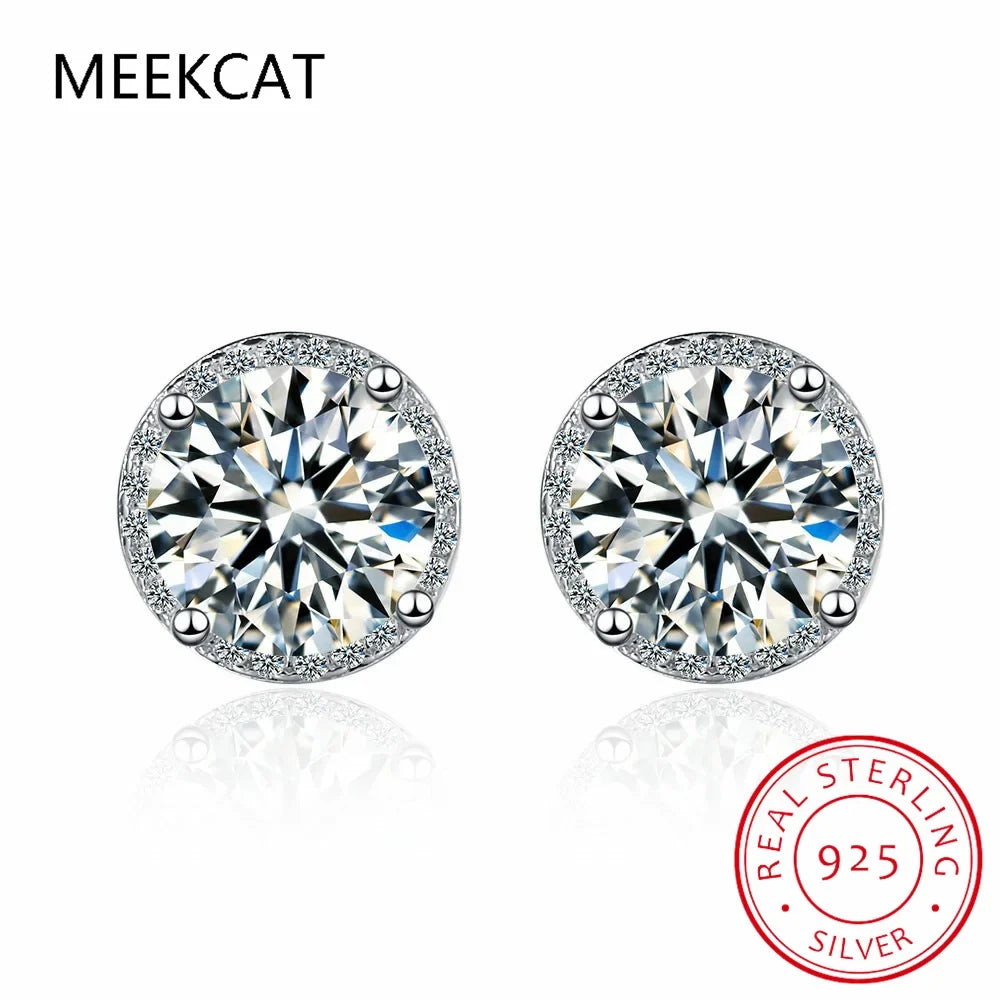 0.5-2 CT Moissanite Stud Earrings for Women | Sparkling Lab Diamond Silver Jewelry