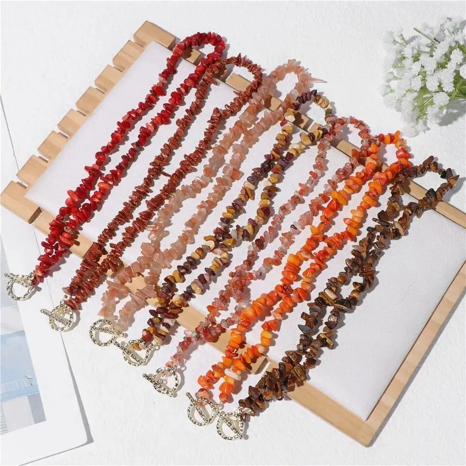 Natural Chip Stone Choker Necklace | Bohemia Crystal Bead Jewelry