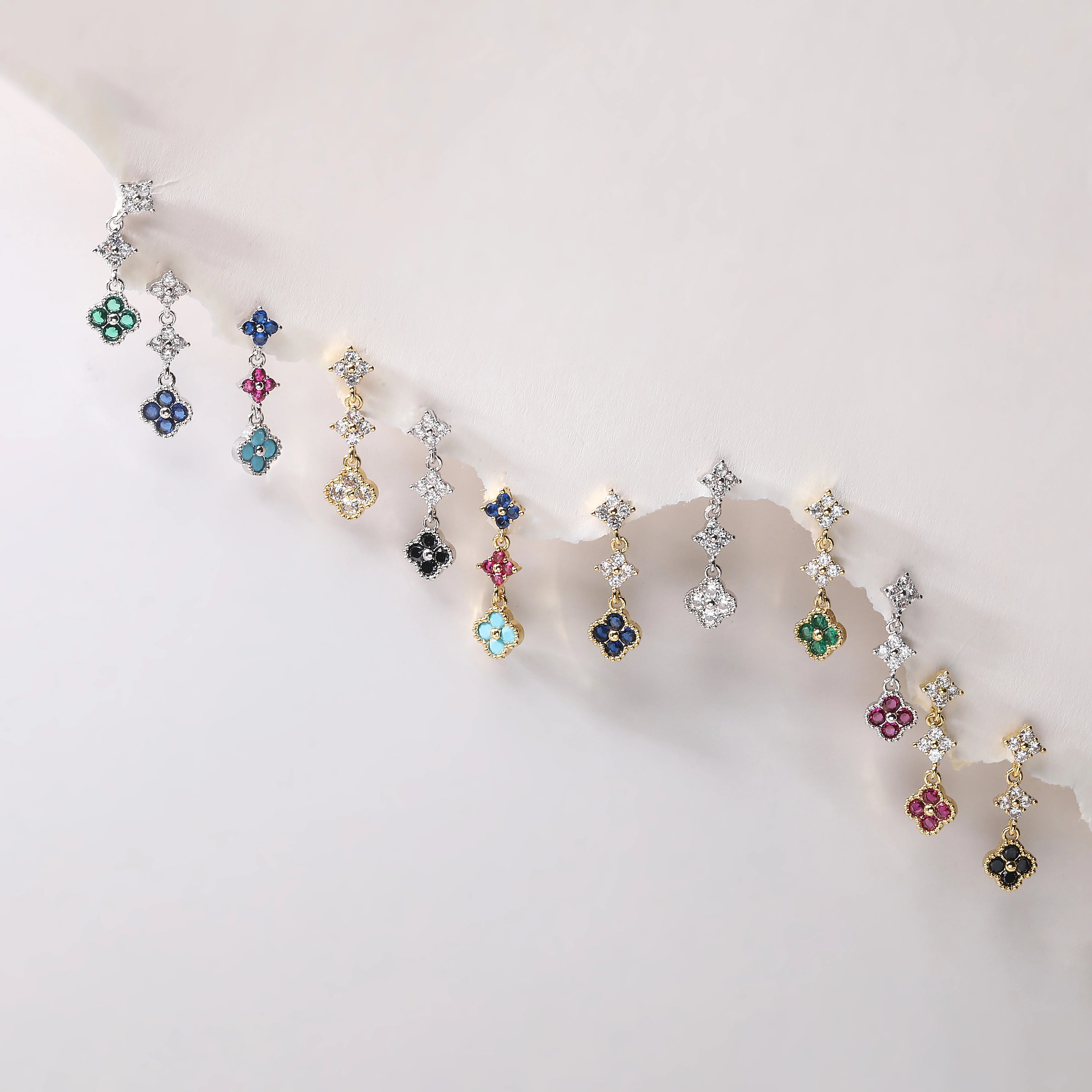 Sparkling Zirconia Floral Tassel Stud Earrings | French Banquet Style Jewelry