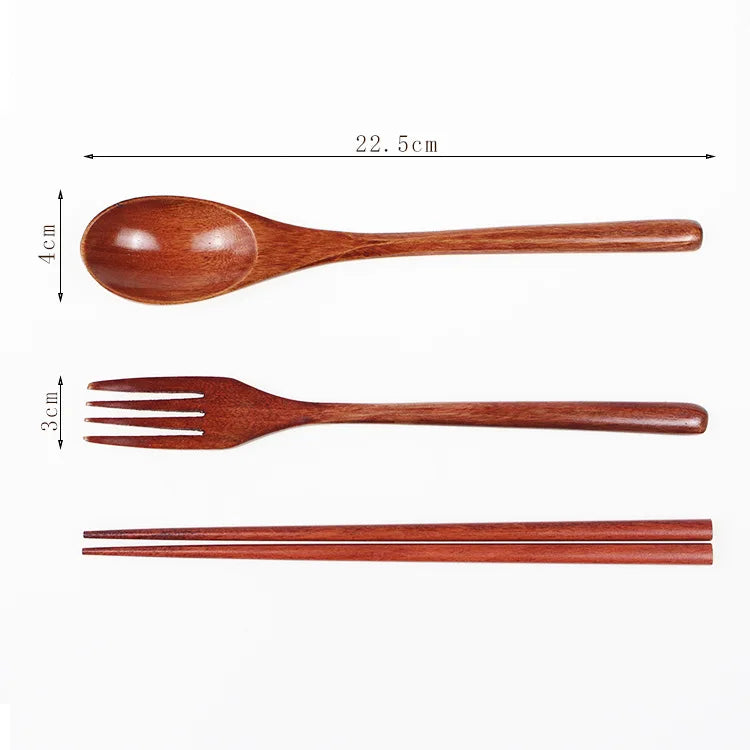 Portable Wooden Cutlery Set | Eco-Friendly Travel Spoon Fork and Chopsticks Kit