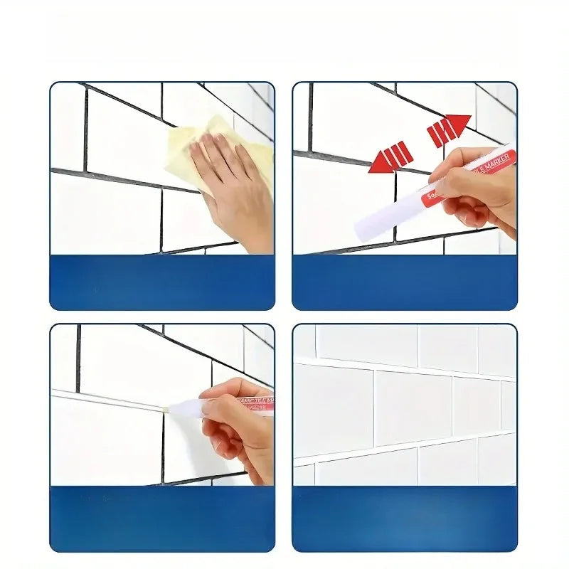 Tile Marker Grout Pen | Waterproof Seam Repair Tool for Bathroom and Kitchen Tiles