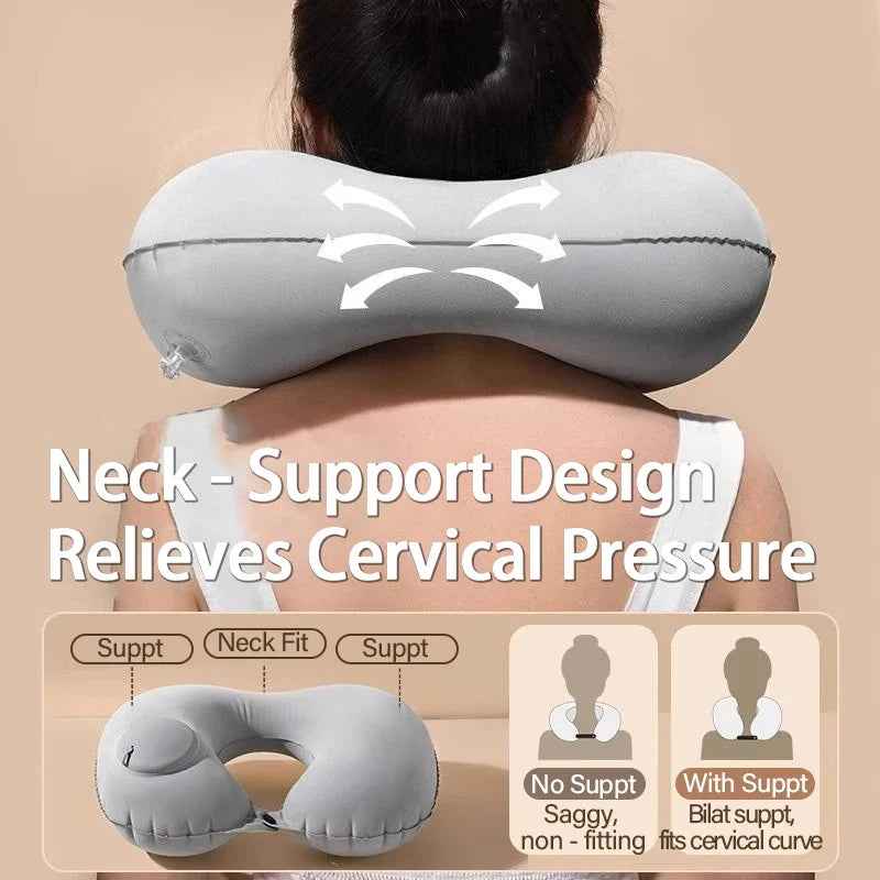U-Shape Inflatable Travel Pillow | Portable Neck Support for Flight and Commute