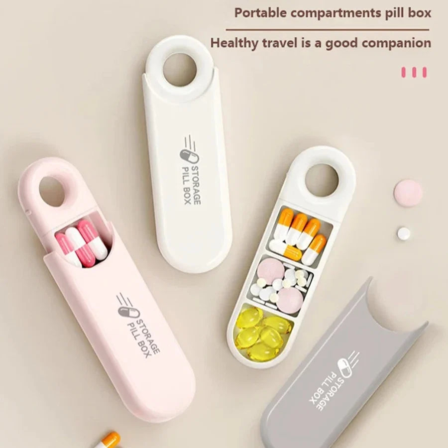 Portable 3-Compartment Pill Box | Travel Medicine Organizer