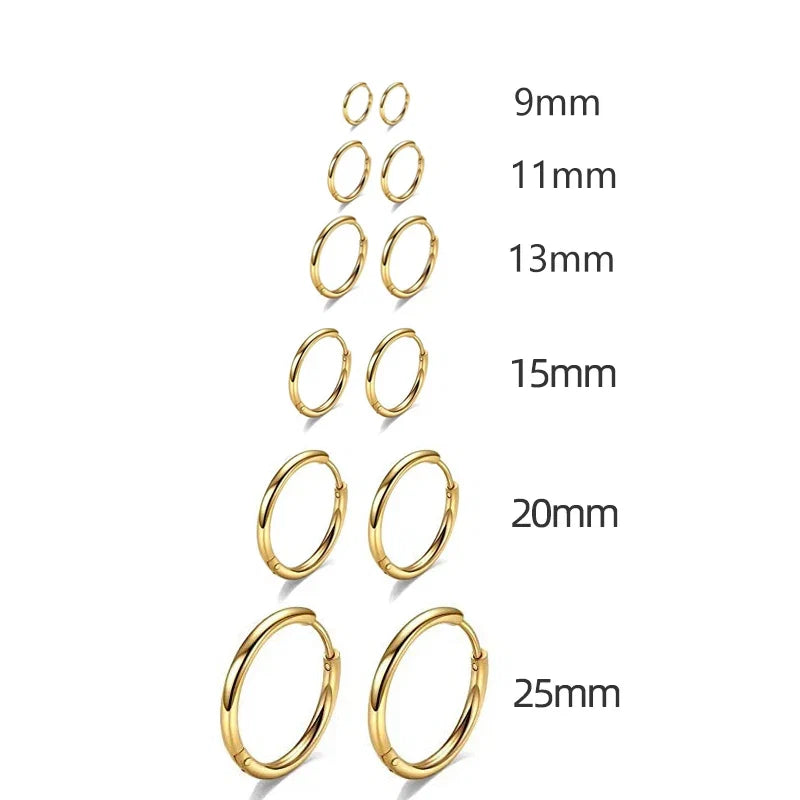 Gold Hoop Earrings for Women | Stainless Steel Round Huggies