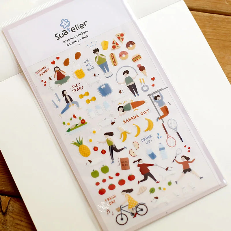 Korean Import Suatelier Daily Exercise DIY Scrapbooking Diary Sticker Set | School Supplies Gift