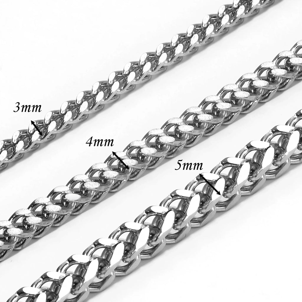 316L Stainless Steel Franco Fox Tail Chain Necklace | Gold Silver Color Gift for Men Women