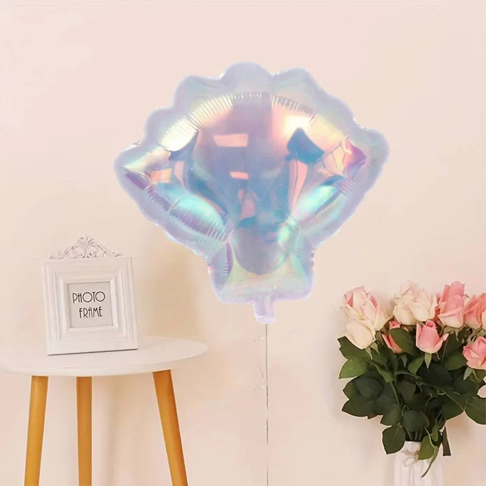 4-Pack Colorful Shell-Shaped Aluminum Foil Balloons | Ocean-Themed Party Decor