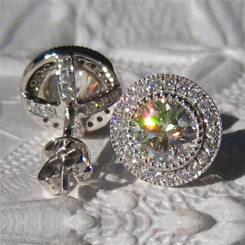 Huitan AAA CZ Stud Earrings for Women | Romantic Elegant Cubic Zirconia Jewelry in 7 Colors