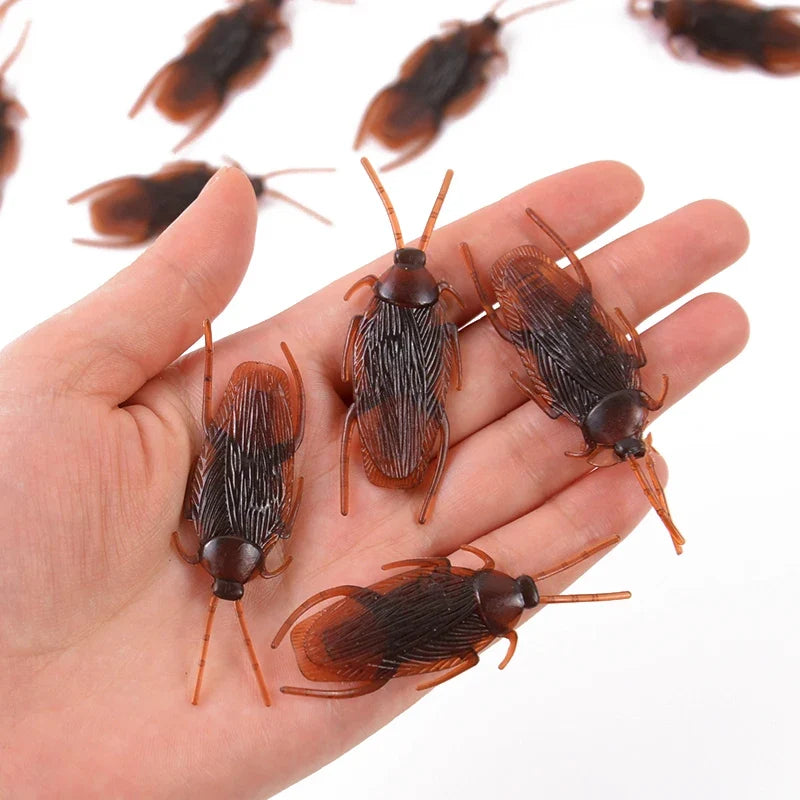 50 Halloween Plastic Cockroaches | Realistic Gag Props for Pranks