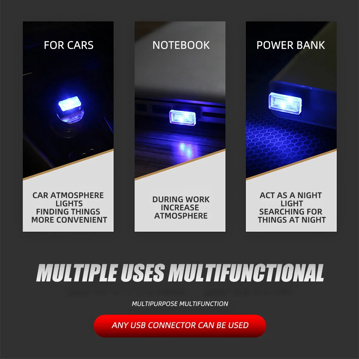 Mini USB LED Atmosphere Light | Multicolor Night Light for PC and Car