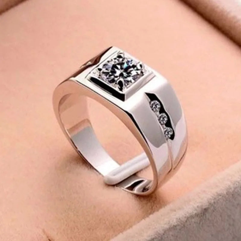 18K Gold Plated Sterling Silver Ring | AAA Cubic Zircon Men's Jewelry