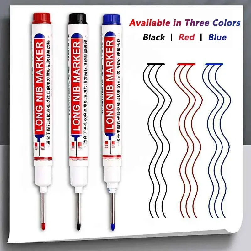 Deep Hole Long Nib Markers for Metal Wood Tile | 8-Pack Waterproof Marking Pens
