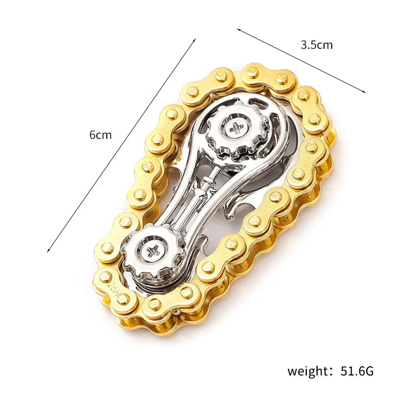 Sprockets Flywheel Fingertip Gyro Fidget Spinner | Metal Bike Chain EDC Stress Relief Toy