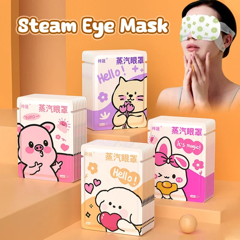 10Pcs Disposable Self-Heating Steam Eye Mask | Cartoon Sleep Aid & Eye Relaxation