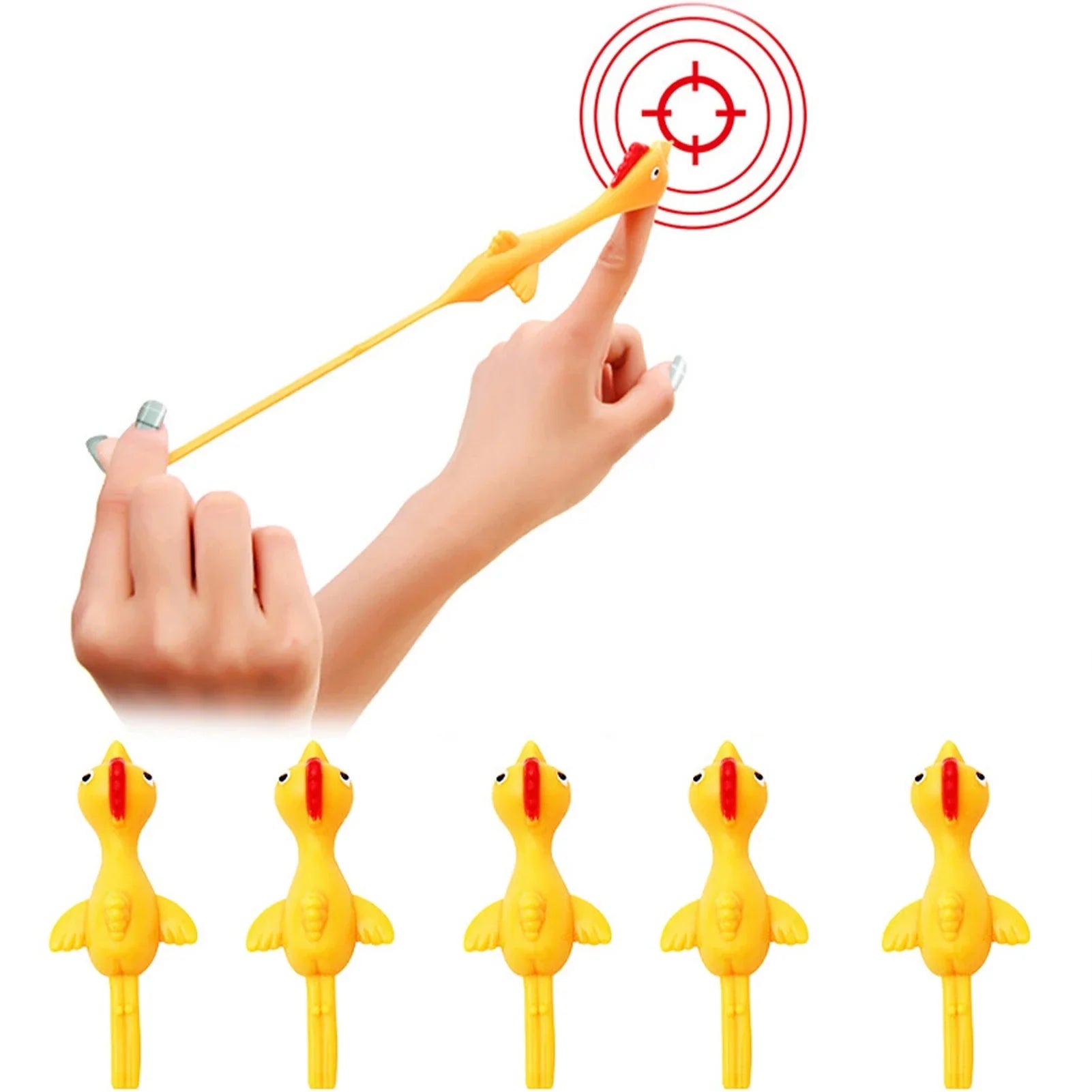 Catapult Chicken Toy | Flying Rubber Finger Prank Gag Gift