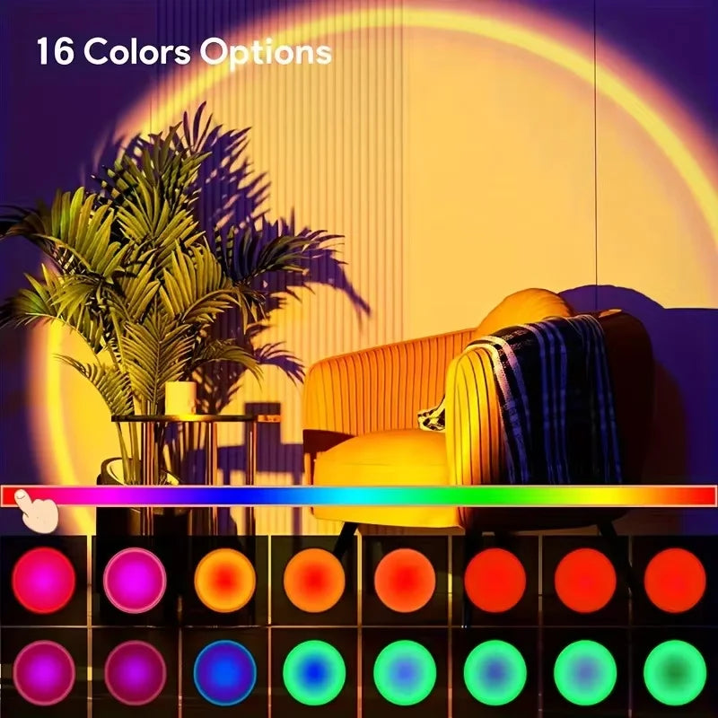 Sunset Projection Night Light with Remote | 16 Color RGB LED Mood Lamp