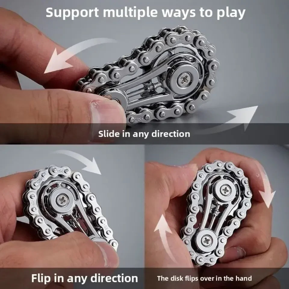 Chain Tooth Mechanical Flywheel Fidget Spinner | Metal Bike Chain EDC Stress Relief Toy