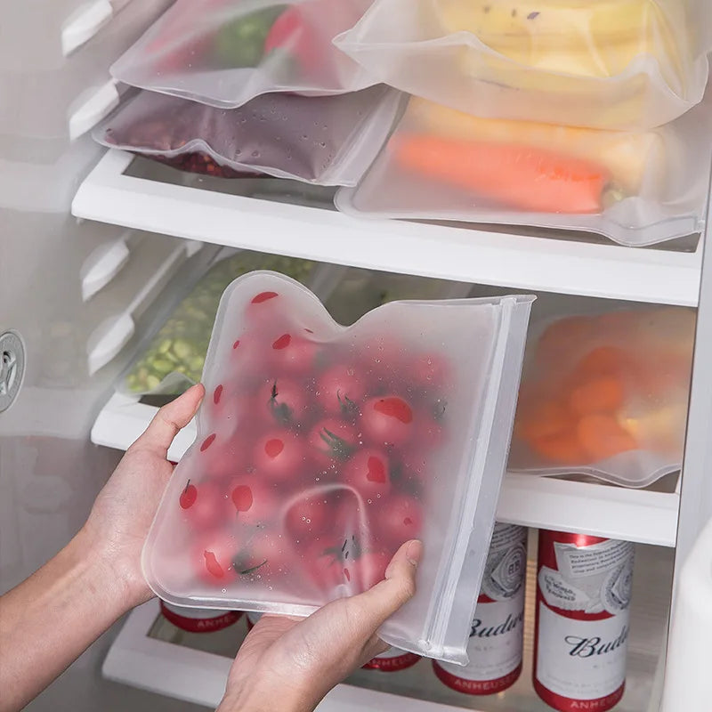 Reusable Silicone Food Storage Bag | Leakproof Stand Up Zip Pouch