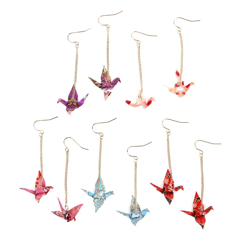 Origami Crane Earrings | Handcrafted Paper Bird Jewelry