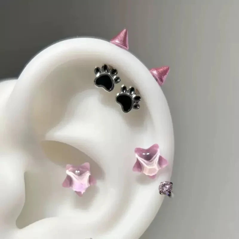 Cat Paw Devil Stud Earrings | Gothic Y2K Punk Earring Accessory