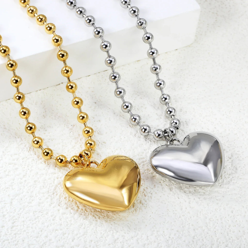 ASONSTEEL Romantic Heart Pendant Necklace | Gold Stainless Steel Choker for Women Gift