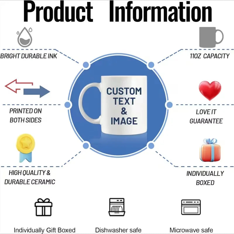 Custom Coffee Mug with Photo and Text | Personalized Gift Idea