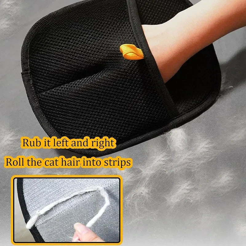 Reusable Pet Hair Removal Gloves | Double Sided Grooming Tool for Furniture and Carpets