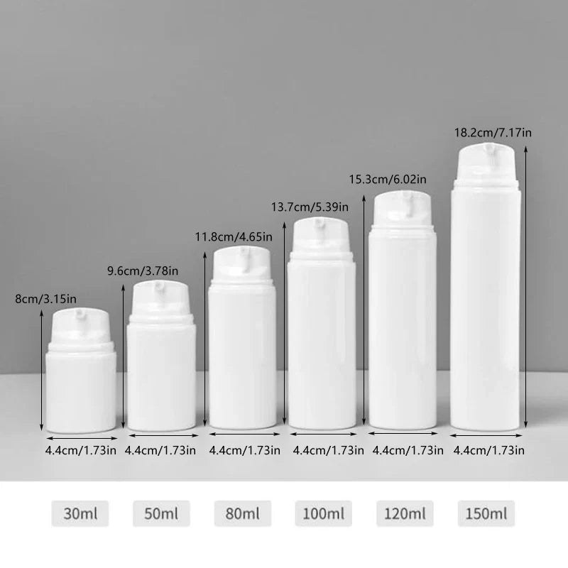 30-150ml Vacuum Pump Bottles | Empty Refillable Travel Dispensers for Creams, Lotions, and Gels