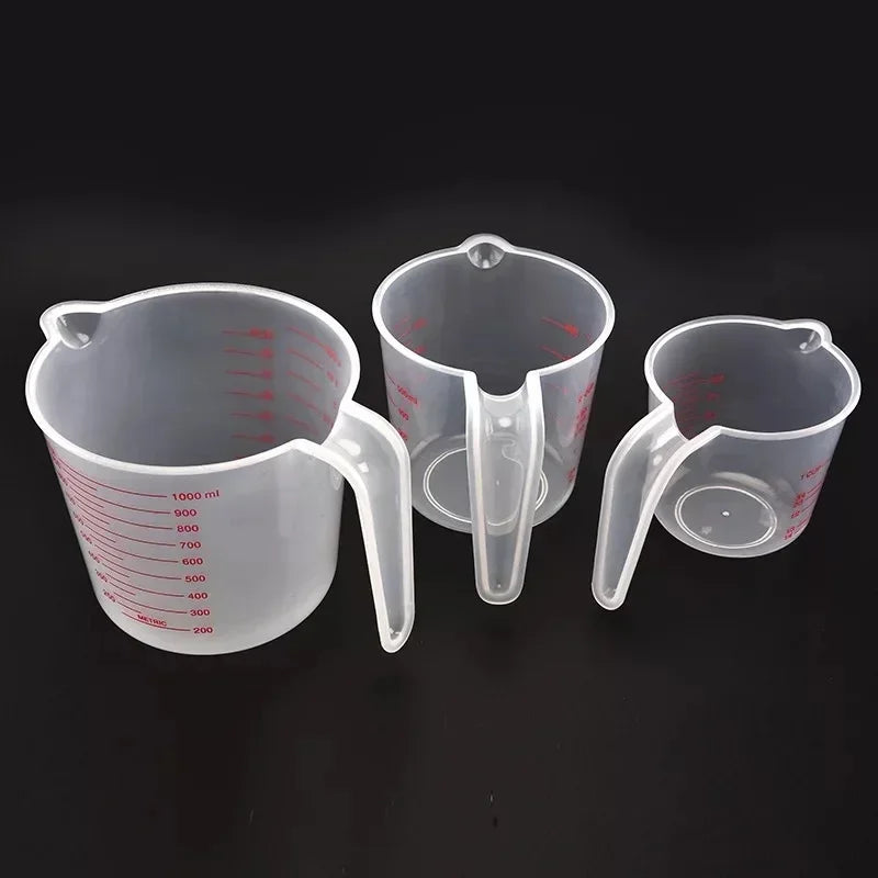 3pcs Plastic Liquid Measuring Cups Set | Baking Kitchen Tools with PVC Scale 250/500/1000ml