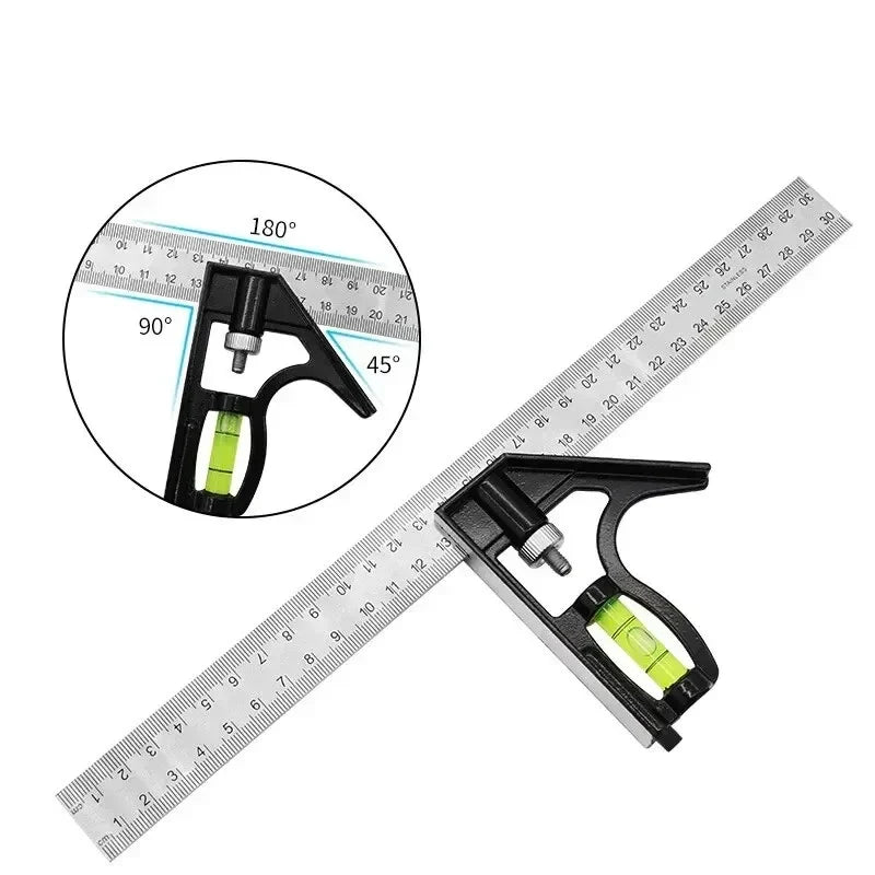 300mm Stainless Steel Combination Square | Multi-Angle Woodworking Ruler