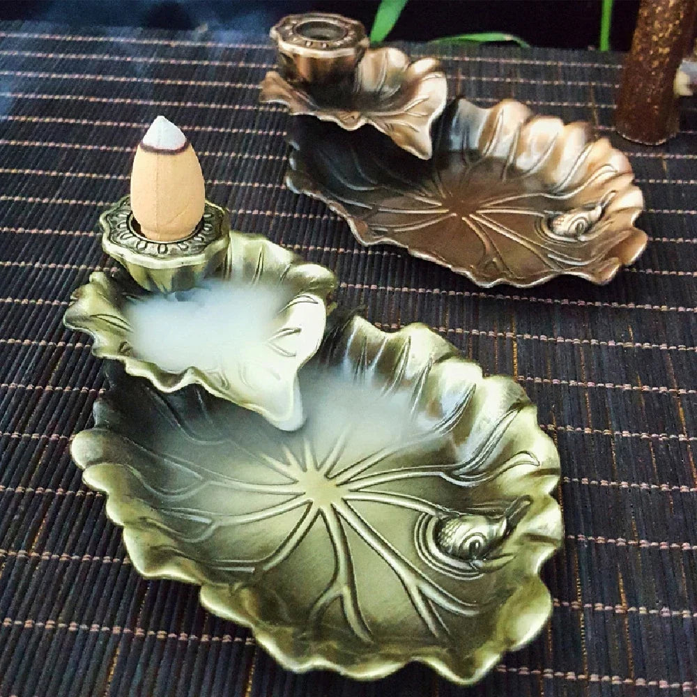 Backflow Incense Waterfall Burner | Metal Frog and Fish Aromatherapy Decor