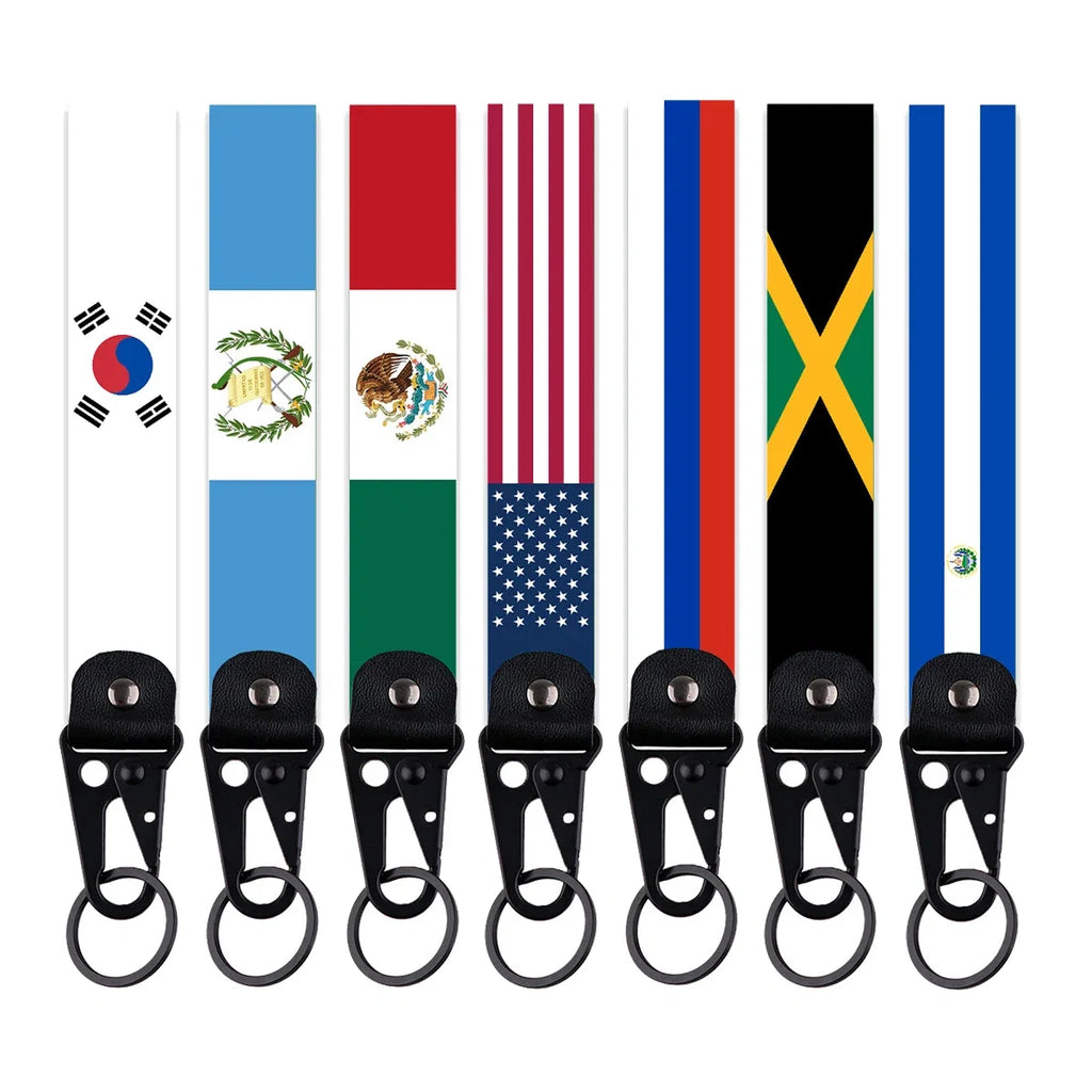 World Flag Car Keychain | Metal Key Ring for Men Women Motorcycle Lanyard