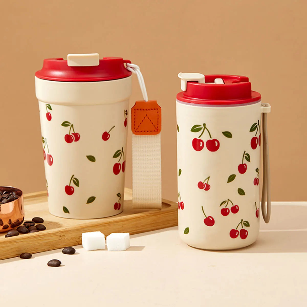WORTHBUY Travel Coffee Mug | Portable Leak Proof Plastic Cup with Nylon Rope