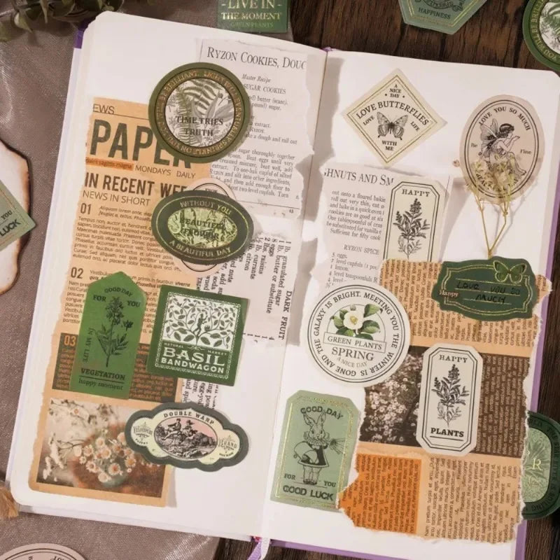 Vintage Label Stickers for DIY Crafts | 40-Piece Retro Collection