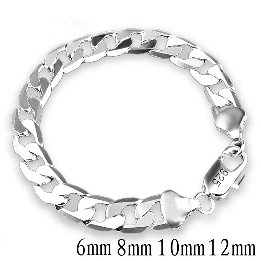 PABEYN 925 Sterling Silver Chain Link Bracelet | Unisex Wedding Gift